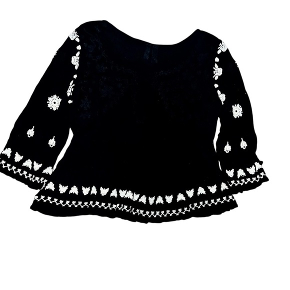 Meadow Rue By Anthropologie Black Embroidered Top XS - Picture 7 of 10